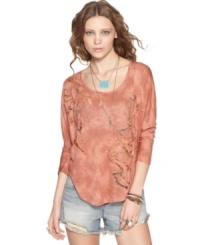 Show off a little skin with Free People's seductive tee - the lace insets look cute with a brightly-colored tank showing through! Show off a little skin with Free People's seductive tee - the lace insets look cute with a brightly-colored tank showing through!