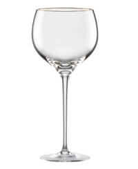 Radiating grace in fine crystal with a delicately banded edge, the Lenox Eternal Gold Signature wine glass adds a note of timeless refinement to any table setting. Radiating grace in fine crystal with a delicately banded edge, the Lenox Eternal Gold Signature wine glass adds a note of timeless refinement to any table setting.