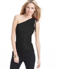 In a modern one-shoulder style, this MICHAEL Michael Kors top will spice up your spring wardrobe! In a modern one-shoulder style, this MICHAEL Michael Kors top will spice up your spring wardrobe!