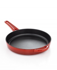 Cast iron changes everything! This classic kitchen fave heats up quickly & evenly for flavorful results and a truly seasoned approach to cooking. In a striking hue, this professional pan offers the perfect space for grilling, frying, searing & more. Lifetime warranty. Cast iron changes everything! This classic kitchen fave heats up quickly & evenly for flavorful results and a truly seasoned approach to cooking. In a striking hue, this professional pan offers the perfect space for grilling, frying, searing & more. Lifetime warranty.