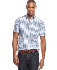 Make your move. You'll have the confidence and style to work the room in this checkered shirt from Izod. Make your move. You'll have the confidence and style to work the room in this checkered shirt from Izod.