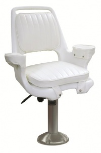 Wise Captains Chair - Padded Arm Rest, with Cushions, 15-Inch Fixed Pedestal and Seat Slide Wise Captains Chair - Padded Arm Rest, with Cushions, 15-Inch Fixed Pedestal and Seat Slide