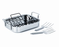 Calphalon Tri-Ply Stainless Steel 14-Inch Roaster with Rack and Lifters Calphalon Tri-Ply Stainless Steel 14-Inch Roaster with Rack and Lifters