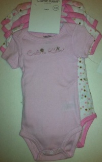 Calvin Klein ~ 5 Pk. PINK Pastel Prints ~ Onesies 0-3 Months