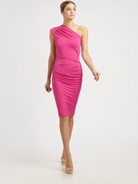 Vibrant stretch jersey, accented with subtle pleats for a snug, flattering fit.Asymmetrical necklinePleats at shoulder and hipAllover snug fitAbout 25 from natural waist95% viscose/5% elastaneDry cleanMade in ItalyModel shown is 5'11 (180cm) wearing US size 4.OUR FIT MODEL RECOMMENDS ordering true size. Vibrant stretch jersey, accented with subtle pleats for a snug, flattering fit.Asymmetrical necklinePleats at shoulder and hipAllover snug fitAbout 25 from natural waist95% viscose/5% elastaneDry cleanMade in ItalyModel shown is 5'11 (180cm) wearing US size 4.OUR FIT MODEL RECOMMENDS ordering true size.