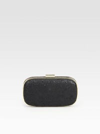 A simply chic style with a sparkly finish, perfect to dress up any look.Top clasp closureOne inside open pocketSuede lining7¾W X 4¾H X ½DImported A simply chic style with a sparkly finish, perfect to dress up any look.Top clasp closureOne inside open pocketSuede lining7¾W X 4¾H X ½DImported