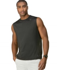 Crafted in high perfomance DRI-FIT polyester, this sleeveless crew makes sure that you stay well-ventilated as you push yourself to new limits. Crafted in high perfomance DRI-FIT polyester, this sleeveless crew makes sure that you stay well-ventilated as you push yourself to new limits.
