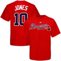 MLB Majestic Atlanta Braves #10 Chipper Jones Youth Red Player T-shirt MLB Majestic Atlanta Braves #10 Chipper Jones Youth Red Player T-shirt