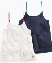 Floaty fashion. She can pull on this lace knitted Love Rules tank from Roxy for a breezy look for balmy summer days. Floaty fashion. She can pull on this lace knitted Love Rules tank from Roxy for a breezy look for balmy summer days.