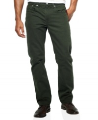 Take a break from your standard denim blues with these stylish colored slim fit corduroys from Levi's Jean. Take a break from your standard denim blues with these stylish colored slim fit corduroys from Levi's Jean.