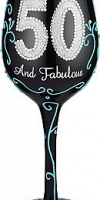 Bottom's Up 15-Ounce 50 and Fabulous Handpainted Wine Glass Bottom's Up 15-Ounce 50 and Fabulous Handpainted Wine Glass