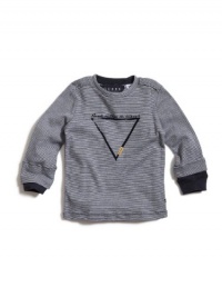 GUESS Kids Boys Long-Sleeve Triangle Logo Tee, STRIPE (12M)