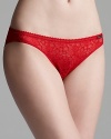 Lace bikini briefs with scalloped trim and mesh back from Calvin Klein Underwear. Style #F3536
