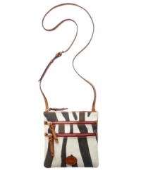 Offered in a variety of fun colors and prints, this Macy's exclusive Dooney & Bourke design will keep your style classic and chic. A go-anywhere crossbody shape and convenient front zip pockets make this look ready to take on your everyday adventures with ease! Offered in a variety of fun colors and prints, this Macy's exclusive Dooney & Bourke design will keep your style classic and chic. A go-anywhere crossbody shape and convenient front zip pockets make this look ready to take on your everyday adventures with ease!