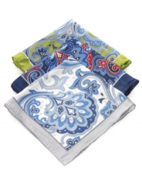 Liven up your look with a paisley print pocket square from Club Room. Liven up your look with a paisley print pocket square from Club Room.