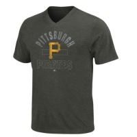 MLB Mens Pittsburgh Pirates Game Day Weathered Charcoal Heather Short Sleeve V-Neck Tee By Majestic MLB Mens Pittsburgh Pirates Game Day Weathered Charcoal Heather Short Sleeve V-Neck Tee By Majestic