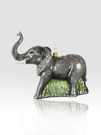 From the Safari collection. This season's new glass ornament collection are mouth blown and decorated in Poland with a wonderful team of old world craftsmen. Detailed with crystals, hand applied jeweltone colors and scrolls as if it were a fine piece of jewelry.GlassCrystalMouth blownHand-painted and hand-set6L X 5H X 2.5DImported From the Safari collection. This season's new glass ornament collection are mouth blown and decorated in Poland with a wonderful team of old world craftsmen. Detailed with crystals, hand applied jeweltone colors and scrolls as if it were a fine piece of jewelry.GlassCrystalMouth blownHand-painted and hand-set6L X 5H X 2.5DImported