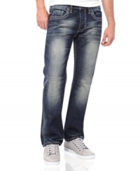 Get the perfect worn-in look with these faded slim-fit jeans from Buffalo David Bitton. Get the perfect worn-in look with these faded slim-fit jeans from Buffalo David Bitton.