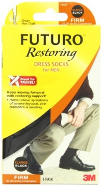 Futuro Restoring Dress Socks for Men, Black, Extra Large, Firm (20-30 mm/Hg)