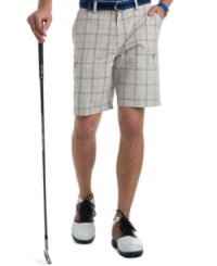 Step up your sport style with this plaid performance shorts from Izod. Step up your sport style with this plaid performance shorts from Izod.