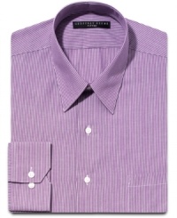 Punch up your office look with the fresh berry tones of this Geoffrey Beene dress shirt. Punch up your office look with the fresh berry tones of this Geoffrey Beene dress shirt.