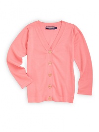 Elegant golden and enamel buttons add a luxurious touch to this classic button front layer.V neckline Button front Long sleeves Whale logo embroidery at hem 70% cotton/30% nylon Machine wash ImportedPlease note: Number of buttons may vary depending on size ordered. Elegant golden and enamel buttons add a luxurious touch to this classic button front layer.V neckline Button front Long sleeves Whale logo embroidery at hem 70% cotton/30% nylon Machine wash ImportedPlease note: Number of buttons may vary depending on size ordered.