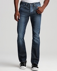 A slim cut lends urban appeal to these distressed jeans from Buffalo. A slim cut lends urban appeal to these distressed jeans from Buffalo.