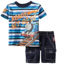 Thomas & Friends Boys 2-7 2 Piece Knit Pullover and Woven Short, Navy, 2T Thomas & Friends Boys 2-7 2 Piece Knit Pullover and Woven Short, Navy, 2T