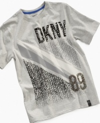 Fresh and always in style is this short sleeve t-shirt by DKNY. Makes a great gift. Fresh and always in style is this short sleeve t-shirt by DKNY. Makes a great gift.