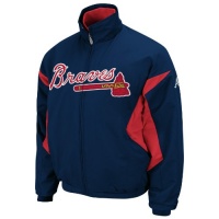MLB Atlanta Braves Long Sleeve Lightweight Full Zip Thermabase Premier Jacket, Navy/Red MLB Atlanta Braves Long Sleeve Lightweight Full Zip Thermabase Premier Jacket, Navy/Red