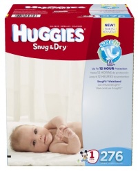 Huggies Economy Plus Pack Snug and Dry Diapers, Size 1, 276 Count Huggies Economy Plus Pack Snug and Dry Diapers, Size 1, 276 Count