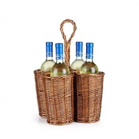 Dine al fresco on the patio or in the park. This willow basket set holds four bottles and has an easy-carry handle. Dine al fresco on the patio or in the park. This willow basket set holds four bottles and has an easy-carry handle.