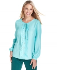 Scalloped trim and an unexpectedly chic color make this Charter Club blouse a fashion-forward choice for casual days. (Clearance)