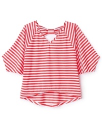 Nautical stripes in a coral-reef hue are embellished with dolman sleeves and a keyhole back finished with a big bow. So cute with shorts. Nautical stripes in a coral-reef hue are embellished with dolman sleeves and a keyhole back finished with a big bow. So cute with shorts.
