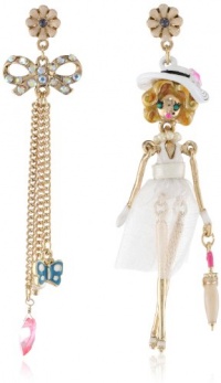 Betsey Johnson Walk in the Park Girl and Bow Mismatch Drop Earrings Betsey Johnson Walk in the Park Girl and Bow Mismatch Drop Earrings
