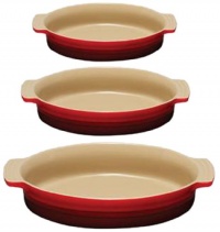 Le Creuset Stoneware Classic Oval Dish, Cherry, Set of 3 Le Creuset Stoneware Classic Oval Dish, Cherry, Set of 3