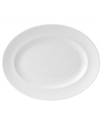 Nantucket Basket is a fine, all-white Wedgwood china dinnerware and dishes pattern with an embossed basket-weave pattern on the edges. Nantucket Basket is a fine, all-white Wedgwood china dinnerware and dishes pattern with an embossed basket-weave pattern on the edges.