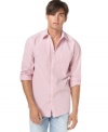 A small, subdued pattern gives this shirt from Kenneth Cole Reaction instant texture.