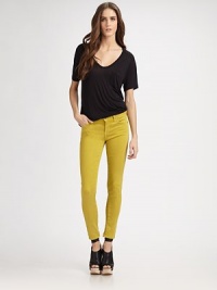 Body-hugging stretch denim in your favorite hue.THE FITSkinny fitMedium rise, about 8Inseam, about 29THE DETAILSZip flyFive-pocket style98% cotton/2% polyurethaneMachine washMade in USA of imported fabric Body-hugging stretch denim in your favorite hue.THE FITSkinny fitMedium rise, about 8Inseam, about 29THE DETAILSZip flyFive-pocket style98% cotton/2% polyurethaneMachine washMade in USA of imported fabric