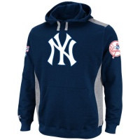 MLB Mens New York Yankees Catcher Athletic Navy/Steel Heather Long Sleeve Hooded Fleece Pullover By Majestic MLB Mens New York Yankees Catcher Athletic Navy/Steel Heather Long Sleeve Hooded Fleece Pullover By Majestic
