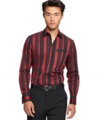 Look sharp in this INC International Concepts shirt with a sleek fit and a modern vertical stripe design. (Clearance) Look sharp in this INC International Concepts shirt with a sleek fit and a modern vertical stripe design. (Clearance)