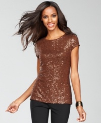 Mini sequins provide extra sparkle to INC's classic-cut fitted top. Cap sleeves let you layer with ease, too! Mini sequins provide extra sparkle to INC's classic-cut fitted top. Cap sleeves let you layer with ease, too!