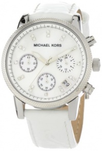Michael Kors Women's MK5049 White Leather Round Chronograph Watch Michael Kors Women's MK5049 White Leather Round Chronograph Watch