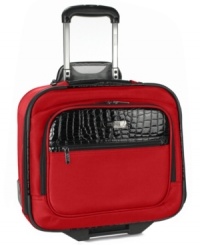 Fashion forward! Always on the move & ready to go, this durable overnighter shines with snake-patterned trim and packs up perfectly for weekend getaways or carrying on with ease. A double compartment construction features zippered wet pockets, elastic open-top shoe & accessory pockets and other life-on-the-go essentials. Fashion forward! Always on the move & ready to go, this durable overnighter shines with snake-patterned trim and packs up perfectly for weekend getaways or carrying on with ease. A double compartment construction features zippered wet pockets, elastic open-top shoe & accessory pockets and other life-on-the-go essentials.