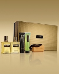 Sophistication and style. Aramis Blockbuster Set includes a signature gift box filled with:- 3.7 oz. Eau de Toilette Spray - 4.1 oz. After Shave- 3.4 oz. Advanced Moisturizing After Shave Balm - 5.1 oz. Invigorating Body Shampoo- 5.7 oz. Soap on A Rope Sophistication and style. Aramis Blockbuster Set includes a signature gift box filled with:- 3.7 oz. Eau de Toilette Spray - 4.1 oz. After Shave- 3.4 oz. Advanced Moisturizing After Shave Balm - 5.1 oz. Invigorating Body Shampoo- 5.7 oz. Soap on A Rope