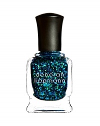 Blazing blue and metallic green glam in sheerest navy. Blazing blue and metallic green glam in sheerest navy.