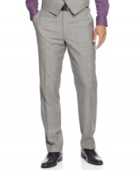 Clean lines and a sleek flat front construction make these slim-fitting Alfani RED dress pants a cool complement to your workweek wardrobe. Clean lines and a sleek flat front construction make these slim-fitting Alfani RED dress pants a cool complement to your workweek wardrobe.