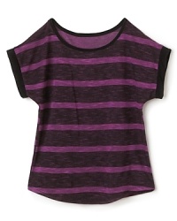 Layered over a tank or long sleeve tee, this Aqua top with on-trend dolman sleeves and punky stripes exudes instant cool. Layered over a tank or long sleeve tee, this Aqua top with on-trend dolman sleeves and punky stripes exudes instant cool.