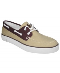 Contrast panels and a classic construction team up to make these lightweight Polo Ralph Lauren boat shoes the perfect complement to your weekend wardrobe. Contrast panels and a classic construction team up to make these lightweight Polo Ralph Lauren boat shoes the perfect complement to your weekend wardrobe.