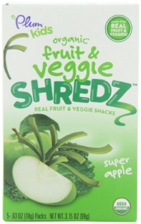 Plum Kids Organic Fruit and Veggie Shredz, Super Apple, 5-Count (Pack of 8) Plum Kids Organic Fruit and Veggie Shredz, Super Apple, 5-Count (Pack of 8)